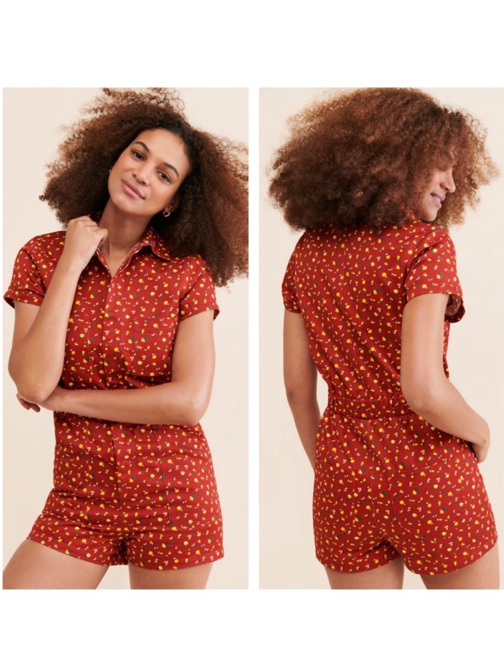 Rolla's Alpine Floral Hamptons denim Romper Size S retro style hippie jumpsuit